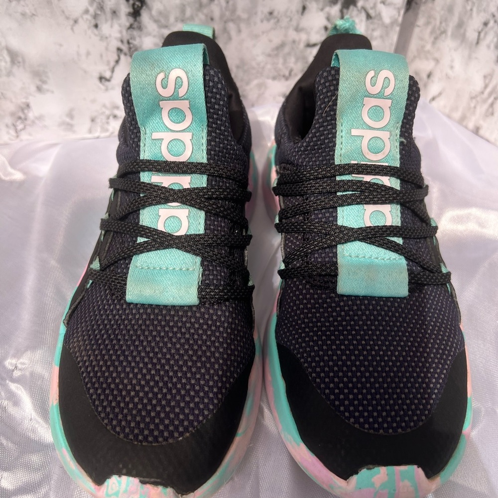 Adidas Black and Green Sneakers with Breathable Mesh
